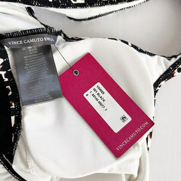 [Vince Camuto] Tanzania One Shoulder Cheetah Print Side Tie Cutout Swimsuit Sz 6 - Picture 11 of 12